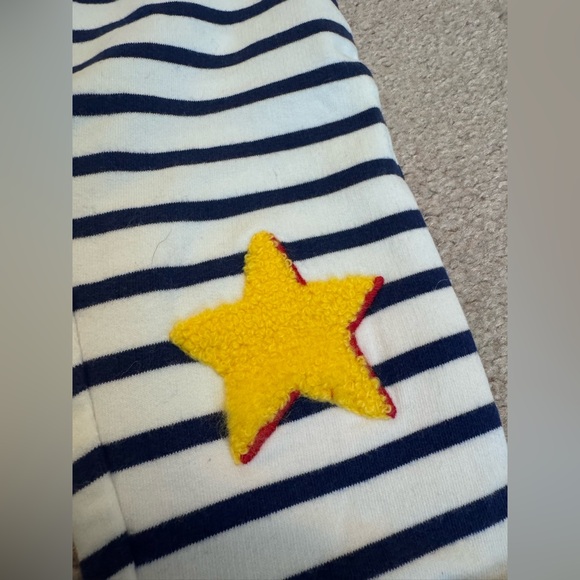 Baby Boden Navy and White Striped Pants with Fuzzy Stars! Size: 3-6M ⭐️ - Picture 4 of 5